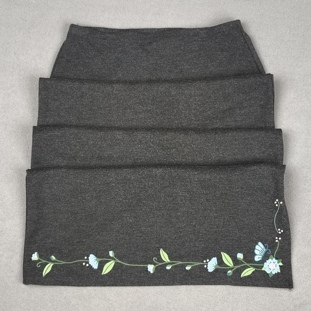 Vintage Y2K GAP Maxi Skirt Large Gray Floral Embroidered Soft Girl Dated 2000 EC